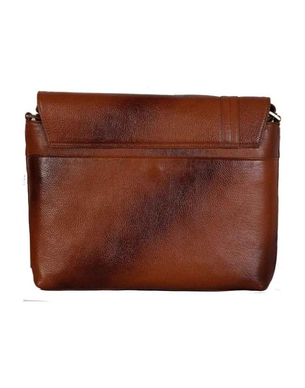 Branded Pure Leather Tan Crossbody Messenger 